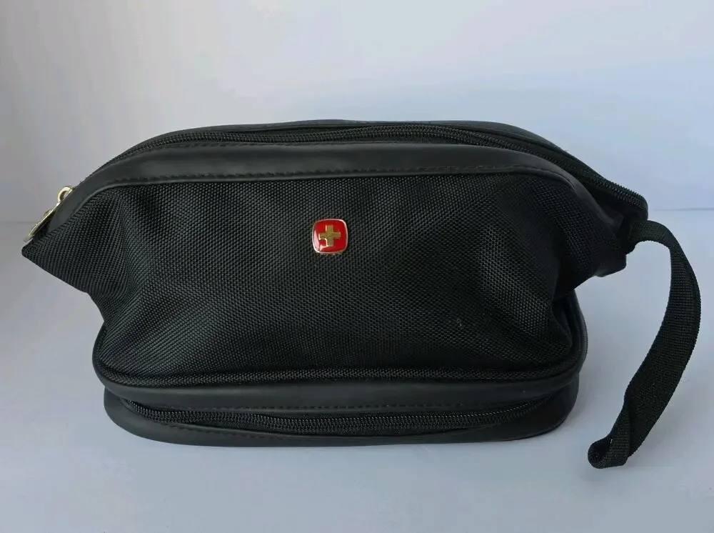 Swiss Gear Black Toiletry Cosmetic Hygiene Travel Bag, Mesh Organizer